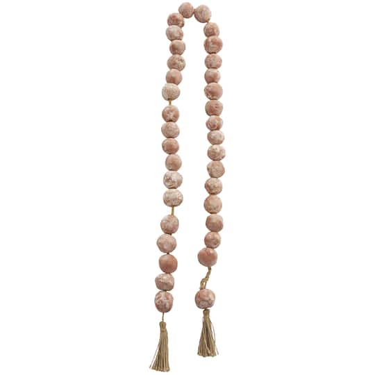 5ft. Paper Mache Round Distressed Beaded Garland with Tassel